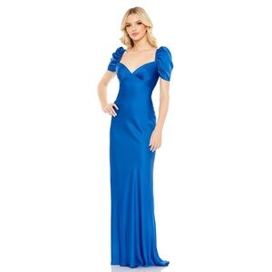 Mac Duggal Backless Puff Sleeve Evening Gown - 68332